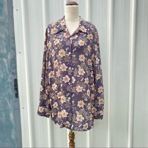 Vintage Cross Roads Floral Sleeve Women’s Shirt Size 18 Button Down